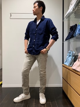 「YANUK（ヤヌーク）のアイテム（トップス）」を使った、やすさん（メンズ・171cm）の夏コーディネート