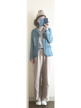 「PLAIN CLOTHING（プレーンクロージング）のアイテム（ニットキャップ/ビーニー）」を使った、しほこさん（レディース・163cm）の冬コーディネート