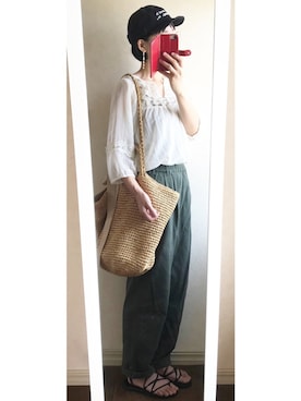 「コットンレース」｜しほこさん（レディース・163cm）の夏コーディネート