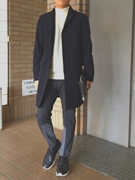 「FACTOTUM（ファクトタム）のアイテム（チェスターコート）」を使った、RYOさん（メンズ・167cm）の冬コーディネート