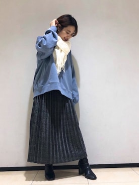 「LOWRYS FARM（ローリーズファーム）のストレッチヒールブーツ　851418（ブーツ）」を使った、naaasuさん（レディース・149cm）の冬コーディネート