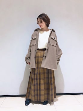 「LOWRYS FARM（ローリーズファーム）のストレッチヒールブーツ　851418（ブーツ）」を使った、naaasuさん（レディース・149cm）の冬コーディネート