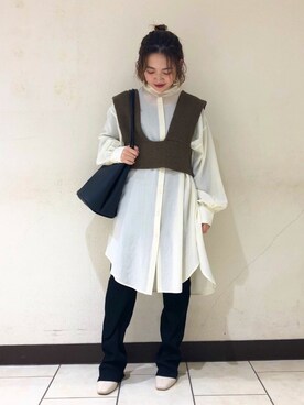 「LOWRYS FARM（ローリーズファーム）のストレッチヒールブーツ　851418（ブーツ）」を使った、naaasuさん（レディース・149cm）の冬コーディネート