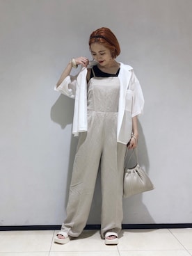「アパレルスタッフ」｜「アイテム（サロペット/オーバーオール）」を使った、naaasuさん（レディース・149cm）の夏コーディネート