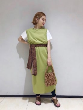 「イエローコーデ」｜「アイテム（財布/小物）」を使った、naaasuさん（レディース・149cm）の夏コーディネート