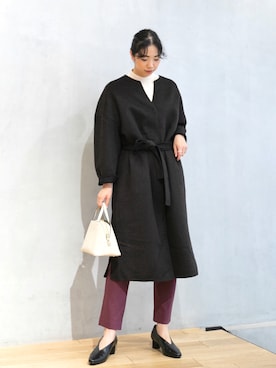 「SENSEOFPLACE」｜「アイテム（ノーカラージャケット）」を使った、おさやさん（レディース・167cm）の秋コーディネート