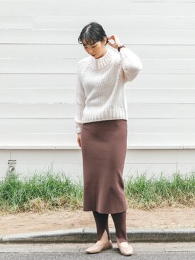 「SENSE OF PLACE by URBAN RESEARCH（センスオブプレイスバイアーバンリサーチ）のスクエアトウVカットフラットシューズ（その他シューズ）」を使った、おさやさん（レディース・167cm）の秋コーディネート