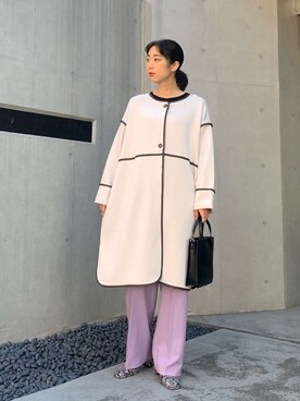 「パイピングコート」｜「アイテム（その他シューズ）」を使った、おさやさん（レディース・167cm）の冬コーディネート