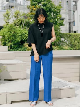 「アシンメトリー」｜「アイテム（その他）」を使った、おさやさん（レディース・167cm）の夏コーディネート