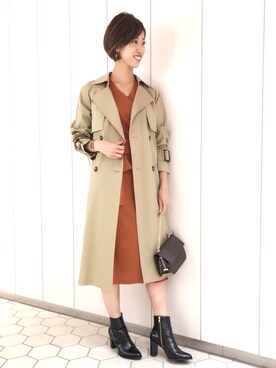 「andemiu」｜「アイテム（トレンチコート）」を使った、Kahoさん（レディース・167cm）の秋コーディネート