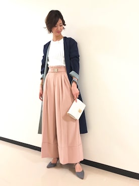 「andemiu」｜「アイテム（ノーカラージャケット）」を使った、Kahoさん（レディース・167cm）の冬コーディネート