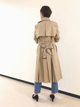 「プリーツ」｜「アイテム（トレンチコート）」を使った、Kahoさん（レディース・167cm）の春コーディネート