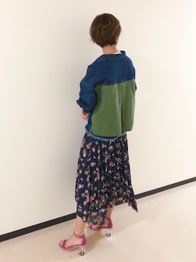 「andemiu」｜「アイテム（デニムジャケット）」を使った、Kahoさん（レディース・167cm）の春コーディネート