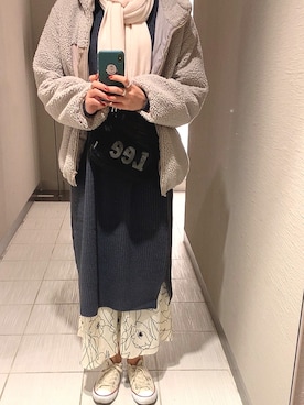 「coca（coca）（コカ）のアイテム（ブルゾン）」を使った、みきつんさん（レディース・166cm）の冬コーディネート