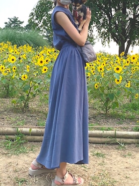 「ダークグレー」｜「アイテム（ワンピース/ドレス）」を使った、みきつんさん（レディース・166cm）の夏コーディネート