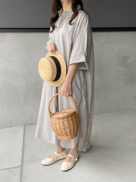 「ニコアンド」｜「アイテム（シャツワンピース）」を使った、りぃさん（レディース・151cm）の秋コーディネート