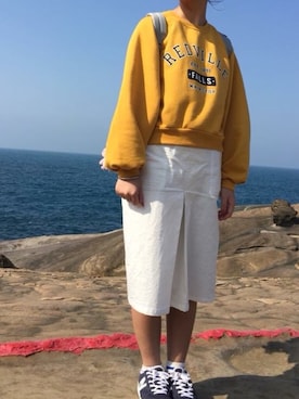 「TRANSPORT（トランスポート）のアイテム」を使った、鄭椀青さん（レディース・162cm）の春コーディネート