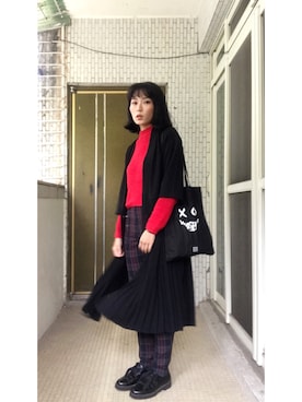 「MONKI（モンキ）のアイテム（その他アウター）」を使った、標標子さん（レディース・162cm）の秋コーディネート