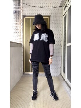 「oqLiq（オークリック）のアイテム（トップス）」を使った、標標子さん（レディース・162cm）の春コーディネート