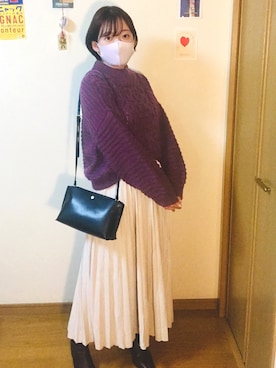 「fifth（フィフス）のプリーツスエードロングスカート（スカート）」を使った、Suzuka さん（レディース・152cm）の秋コーディネート