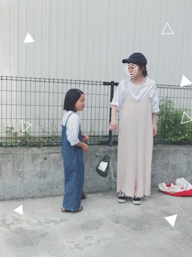 「アイテム（つなぎ/オールインワン、ベージュ系）」を使った、a**koさん（レディース・157cm）の夏コーディネート