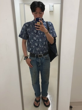 「センター分け」｜「アイテム（財布/小物）」を使った、payさん（メンズ・170cm）の夏コーディネート