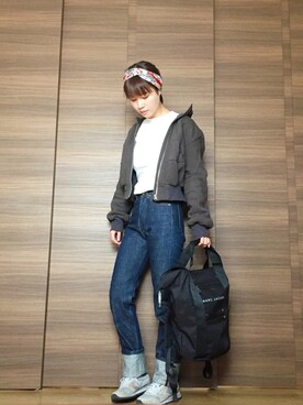 「GANRYU（ガンリュウ）のアイテム（ブルゾン）」を使った、mikoさん（レディース・159cm）の春コーディネート