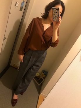 「襟抜きシャツ」｜yuさん（レディース・158cm）の秋コーディネート