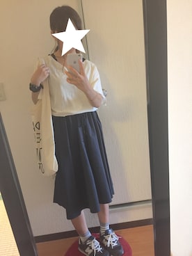 「TODAY'S SPECIAL（トゥデイズスペシャル）のMARCHE BAG/マルシェバッグ（エコバッグ/サブバッグ）」を使った、mymelo_06さん（レディース・154cm）の夏コーディネート