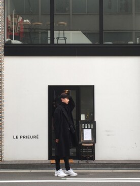 「Bershka（ベルシュカ）のアイテム（ジャケット/アウター、ブラック系）」を使った、 Yamakita Daikiさん（メンズ・185cm）の冬コーディネート