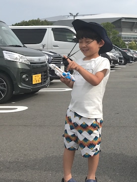 「ノースフェイス」｜「アイテム（水着/着物・浴衣）」を使った、88t0さん（キッズ・100cm）の夏コーディネート