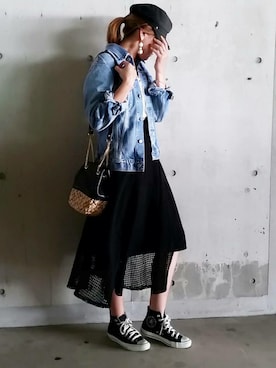 「Doシンプル部」｜「アイテム（デニムジャケット）」を使った、SHOさん（レディース・164cm）の春コーディネート