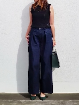 「レースタンク」｜SHOさん（レディース・164cm）の夏コーディネート