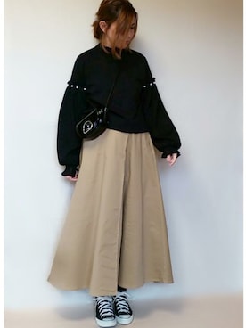 「MURUA（ムルーア）のＢＩＧバックルミニショルダーＢＡＧ（ショルダーバッグ）」を使った、SHOさん（レディース・164cm）の冬コーディネート