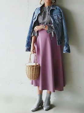 「Doシンプル部」｜「アイテム（デニムジャケット）」を使った、SHOさん（レディース・164cm）の春コーディネート