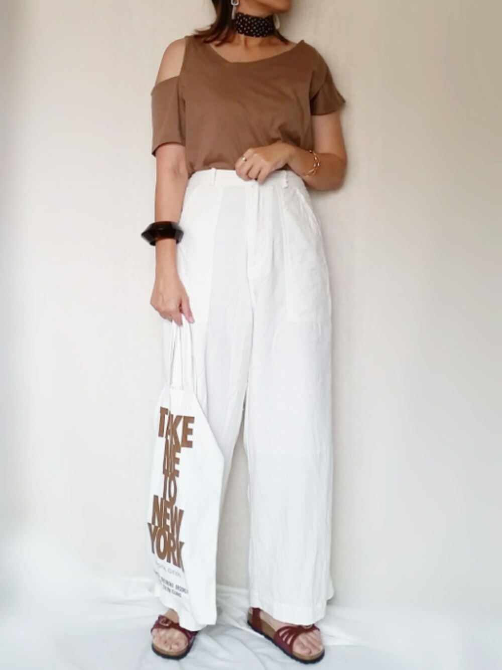 「Doシンプル部、ナチュラルスタイル、リネンパンツ、ビルケン、birkenstock、スカート、ドット、バリ、パテント」｜「BIRKENSTOCKの19SS新作■BALI/バリ パテント (WOMEN)（サンダル、レッド系）」を使った、SHOさん（レディース・164cm）の夏コーディネートの1枚目の写真