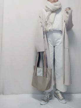 「reca（レカ）のアイテム（チェスターコート）」を使った、SHOさん（レディース・164cm）の冬コーディネート