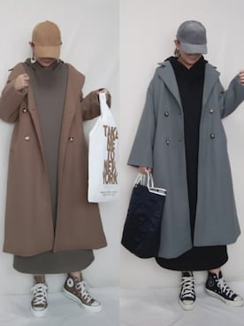「Aunt Marie's（アントマリーズ）のAUNT MARIE'S バックプリーツフーディーワンピース（ワンピース）」を使った、SHOさん（レディース・164cm）の冬コーディネート