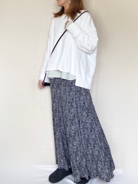 「ワッフルクルーネックＴ」｜「アイテム（その他シューズ）」を使った、SHOさん（レディース・165cm）の冬コーディネート