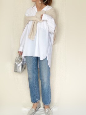 「ハイウエストストレートジーンズ」｜SHOさん（レディース・165cm）の春コーディネート