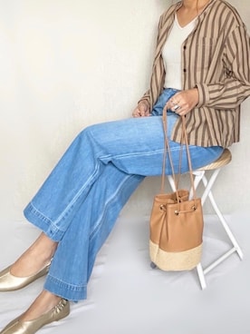 「SENSE OF PLACE by URBAN RESEARCH（センスオブプレイスバイアーバンリサーチ）のスクエアトウセンターシームフラットシューズ（パンプス）」を使った、SHOさん（レディース・165cm）の春コーディネート