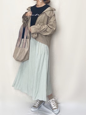 「reca（レカ）のアイテム（ミリタリージャケット）」を使った、SHOさん（レディース・165cm）の春コーディネート