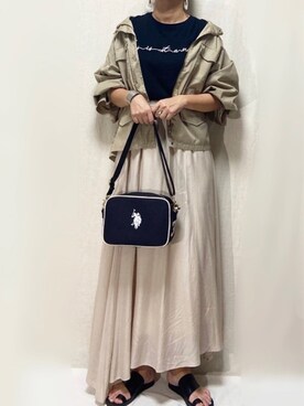 「reca（レカ）のアイテム（ミリタリージャケット）」を使った、SHOさん（レディース・165cm）の春コーディネート