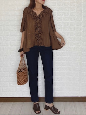 「Aunt Marie's（アントマリーズ）のAUNT MARIE'S フェイクレザースクエアサンダル（サンダル）」を使った、SHOさん（レディース・165cm）の夏コーディネート