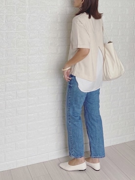 「ハイウエストストレートジーンズ」｜「アイテム（アクセサリー）」を使った、SHOさん（レディース・165cm）の夏コーディネート