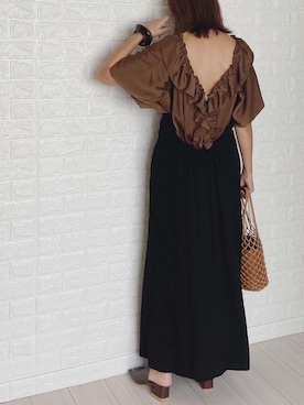 「Aunt Marie's（アントマリーズ）のAUNT MARIE'S フェイクレザースクエアサンダル（サンダル）」を使った、SHOさん（レディース・165cm）の夏コーディネート