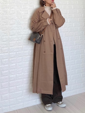 「秋のカフェオレコーデ」｜「アイテム（トレンチコート）」を使った、SHOさん（レディース・165cm）の秋コーディネート