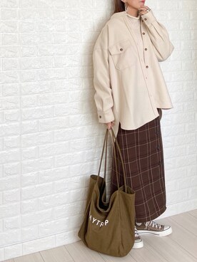 「チェック柄に恋してる」｜「アイテム（カバーオール）」を使った、SHOさん（レディース・165cm）の秋コーディネート