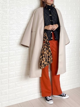 「ノーカラージャケット」｜SHOさん（レディース・165cm）の秋コーディネート