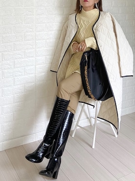 「socolla（ソコラ）のアイテム（その他アウター）」を使った、SHOさん（レディース・165cm）の冬コーディネート